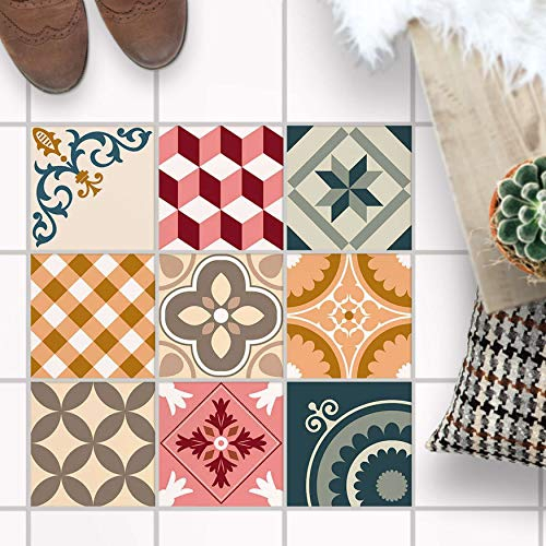 Fliesenfolie für - [ Boden Fliesen ] - Aufkleber Folie Sticker für Boden-Fliesen - Küche oder Bad I Fliesensticker als alternative zu Fliesenlack I 20x20 cm - Design Swedish Tiles