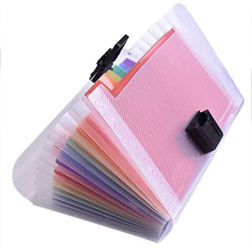 Fackmapp A6, 18 x 11 x 3 cm dokumentmapp med 24 etiketter, mapp med fack, sorteringsmapp för dokument, kvitton, kuponger (regnbågsfärger)