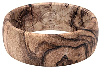 Groove Life Nomad Burled Walnut Silicone Ring Breathable Rubber Wedding Rings for Men, Lifetime Coverage, Unique Design, Comfort Fit Ring - Size 12