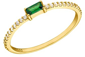 Amor Ring 925 sterlingsilver damringar med syntetisk zirkonia guld levereras i smyckeskrin, 2035567, 54 (17.2), Silver 925, rodiumpläterad, Syntetisk zirkon