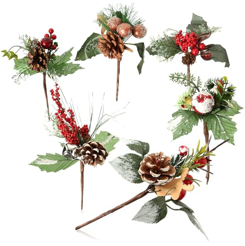 com-four® 6X Deko-Mistelzweig, dekorative Mistelzweige zum Aufhängen, Dekozweige als Bastelbedarf, verschönert Geschenke und Potpourris
