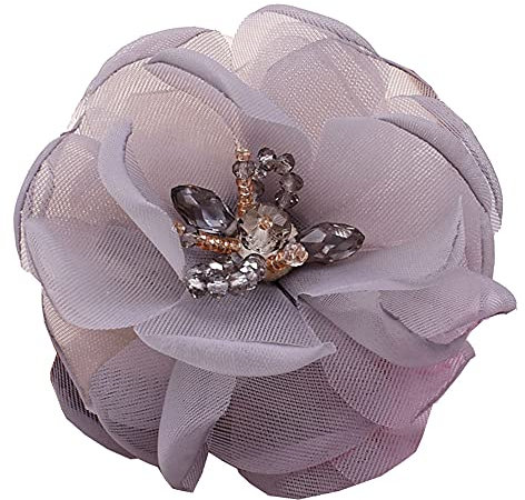 KABELIFE Blume Brosche Ansteckblume Blume Haarklammer Haarclip Haarspange Haarblume Haarblüte Haarschmuck für Hochzeit Party Dekoration (Grau)