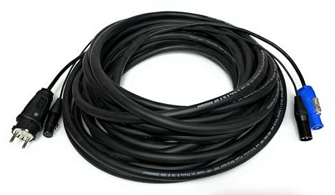 DG Systems - Cavo ibrido phono-rete per casse attive con Schuko e Powercon - Made in Italy (5 mt)