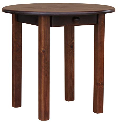 k koma Runder Kiefer Tisch mit SCHUBLADE Esstisch Küchentisch massiv Restaurant NEU Nuss (70 cm)