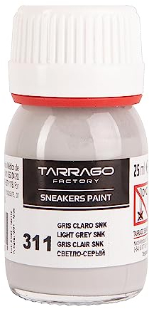 Tarrago hellgraue Schuhfarbe SNK 311, 25 ml Flasche, mit Pinsel und Schwamm, für Glattleder, Kunstleder oder Canvas