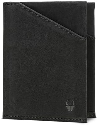 DONBOLSO Geldbörse Herren klein - Kreditkarten-Etui - Geldbörse Kartenetui Slim - Brieftasche Kartenportmonai - Kreditkartenetui Mini - 9 Kartenfächer kartenhalter Portemonnaie - Vintage Schwarz