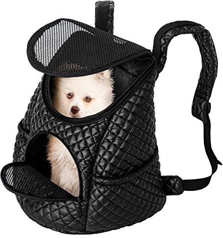 Rucksack für den Transport von Tieren, Tragetasche, Katzenrucksack, Katzenbox, Hundetasche, Hunde oder Katzenleine, Schwarz, Gr.1: 32x31x24 cm