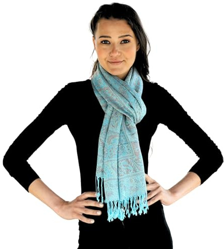 NELUHA Pashmina Schal für Damen – Warmer Herbst Winter und Frühling Damenschal mit Paisley Muster – Pashmina Stola 185 x 70 cm – Schals und Tücher Accessoire