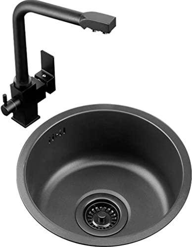 NIZAME Küchenspülen, Einzelbecken, Bar-Vorbereitungsspüle, Edelstahl, mit Wasserhahn und Abfluss, modernes schwarzes Wohnmobil-Waschbecken, verwendet in Innen- und Außenküchen (Größe: 30 x 30 x 14