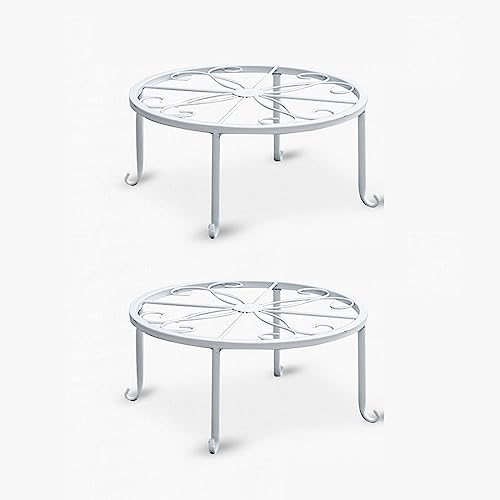 CTForest 2 Pièces Support Pot Fleur en Métal, Tabouret Plante, Décoration en Métal, Adapté pour Placer des Pots (Blanc)