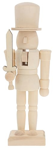 Ciieeo Holz Nussknacker Figur Für Walnüsse Unbemalt Zum Selbermachen Naturmaterial DIY Weihnachts Deko Pädagogisches Bastelspielzeug
