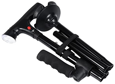 Canne télescopique pliable pour personnes âgées LED avec alarme – Bâtons fidèles de marche pour mères et pères, béquilles fiables