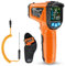 Infrared Thermometer MESTEK Digital Laser Thermometer -50~800°C (-58℉~1472℉) Temperature Gun with K-probe Humidity test, Alarm Adjustable Emissivity Color LCD for Cooking Pizza Oven BBQ Car