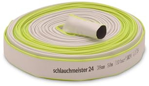 Ø 38 mm - 1 1/2 Zoll, 50 Meter Flachschlauch | Industrieschlauch | Bauschlauch | Synthetischer Gummi, Weiß-grün, 10 Bar, -20°C bis +60°C