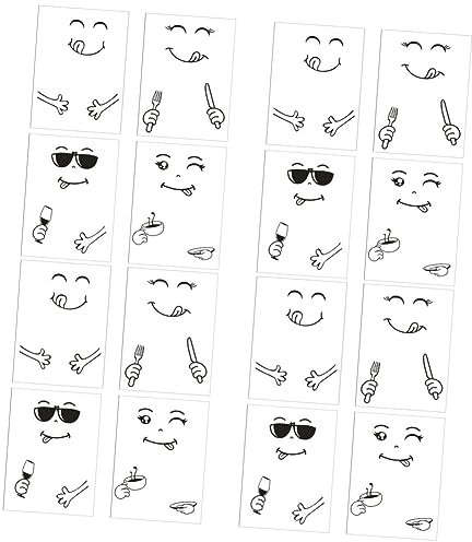 DECHOUS 16pcs Funny Face Refrigerator Stickers Removable Cartoon Decals for Fridge Kitchen Wall Decor Fridge Accessories