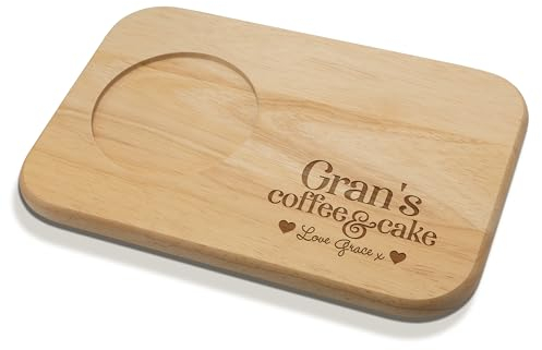 Personalised Coffee & Cake or Tea & Biscuit Engraved Wooden Board for Grandpa, Grandad, Grandma, Granny, Mum & Dad
