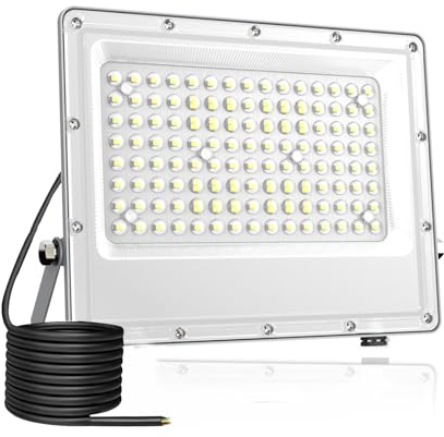 Fosingut Faretto LED da Esterno,100W Faretti LED Esterno,Super luminoso 10000LM Fari di Sicurezza,144 LEDs 6500K Interni ed Estero Luci Faro per Giardino, Corridoio, Officina, Stadio, Parco