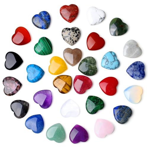 GUJOXILA 30 Stück Herz Kristalle Set Valentinstag Liebe Edelsteine | Mini Geschenke Heilsteine Spirituelle Geschenke Meditation Dekosteine Gastgeschenke Hochzeit Geschenk für Freundin