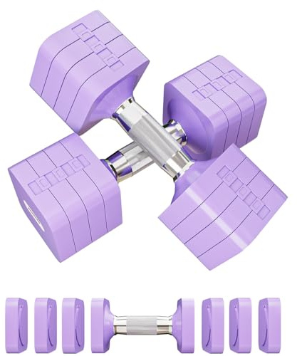 Passer Set di manubri Regolabili da 10 kg, 4 in 1 Set di Pesi Liberi per Donne e Uomini, Allenamento in Palestra a casa per l'allenamento della Forza - Viola