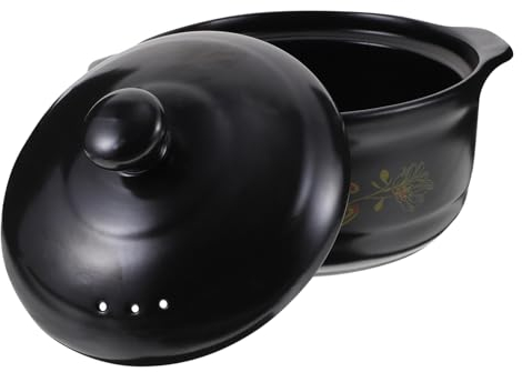 Pentola in Ceramica per Stufato, Coperchio, Nero, Cucina Casa