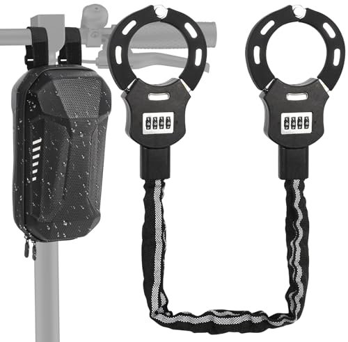 Lucchetto Bici, Lucchetto a Catena Antifurto,Lucchetto Monopattino Elettrico con 3L Borsa Impermeabile,Pesante Catena di Manette di Blocco, Accessori per Biciclette e Scooter Elettrici lucchetto moto