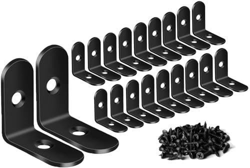 ZiYuya 20pcs Staffa angolare a L, Staffe Angolari con giunto ad angolo retto, Squadrette Angolari Per Legno Di 90°staffa di supporto Fissaggio angolare per Mobili, Scaffali, Sedie In Legno 25mm x 25mm
