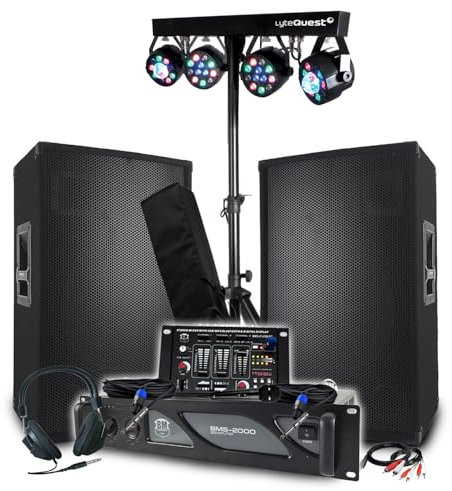 Pack Sono BM Bmsonic: Amplificador 2000 W, par de altavoces pasivos 2 x 700 W, mesa mezcladora, pórtico 8 luces Xperformer