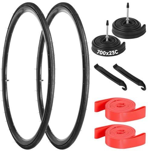 yeesport 2 Stück 700x23c Rennradreifen 23-622 Faltreifen Set mit Schläuchen 700x23/25/28c Presta Ventil 60mm Reifen Fahrrad 28 Zoll Fahrradreifen 28 Zoll Mantel 700c Straßenreifen Ersatz