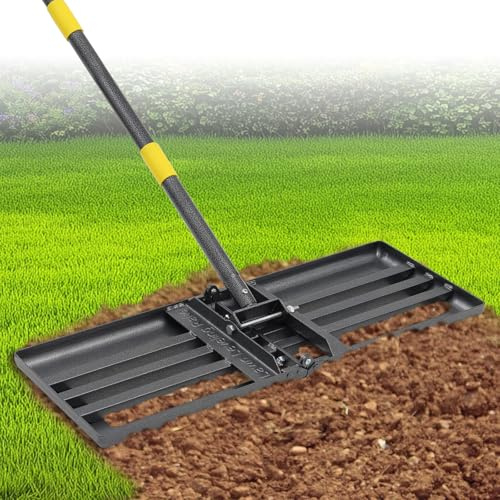Heavy Duty Lawn Leveling Rake 30x10 with 72 Adjustable Handle - Commercial Grade Landscape Grading Tool, Foldable Yard Leveler for Soil Sand & Topdressing | Stainless Steel + Ergonomic Design