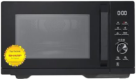 Sharp RCA271TB Micro-ondes Airfry 5 en 1 900 W, gril 1000 W, air chaud et fonction AirFry, convection 2100 W, 27 l, 28 autom.pr., poids et décongélation programmée, noir