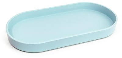 VCREATC Blaues kleines Tablett (30 cm), ovales Tablett für Küchentheke, Badewanne, Badezimmer, Waschtischartikel, Arbeitsplatten-Organizer, Kaffee-Zubehör, Bar, Serviergewürze, Salz und Pfeffer, Seife