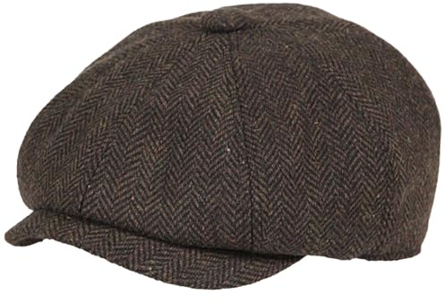 Maeau Tweed/denim keps för bebis/barn platt basker hatt, justerbar, justerbar Newsboy-keps, vintage, Gatsby, solskydd, hatt, flera årstider, S–L/1–9 år, Mörkbrun, 2-4 ans