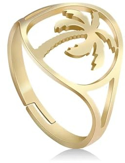 Hasdnker Ring Ringe Damen Bijouterie Herren Palmen-Fingerring Für Damen, Goldfarben, Party-Ringe, Verstellbar, Für Damen Und Mädchen, Schmuck, 2-Gold