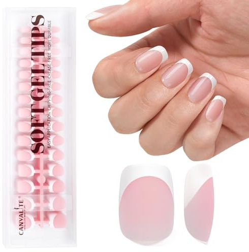Canvalite 180PCS French Tip False Nails - Press on Nails Short Gel Nail Tips Beginner-Friendly DIY Manicure Gifts for Women