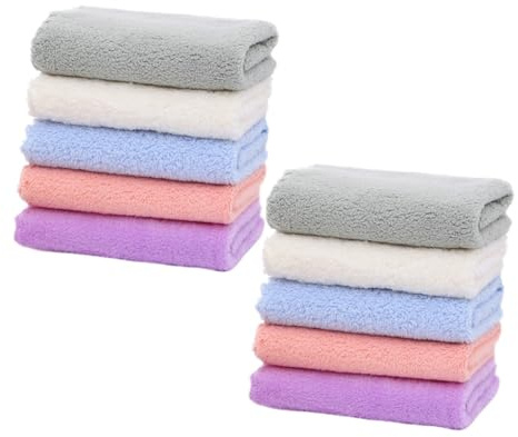 Mikikit Toallas Infantiles de Coral para Bebés 10 Piezas, Toallas de Alimentación Cómodas y Transpirables para Recién Nacidos