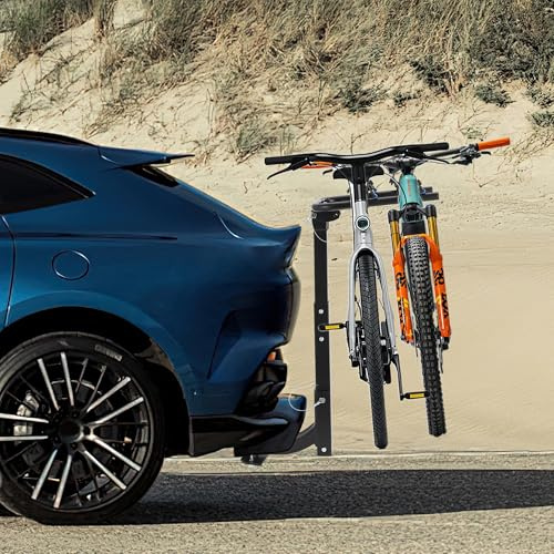 Fahrradträger für 2 Fahrräder, Kfz-Fahrradträger mit Anhängerkupplungsspanner, Gurte, für Autos, LKWs, SUVs und Minivans, Einfach zu montieren und zu verwenden