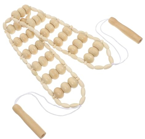 Gogogmee Holz Rückenmassagegerät Massagerolle Muskelroller mit Griff Langlebig für Nacken Schulter Taille Rücken Wellness Massagegerät Geschenk