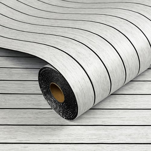 Livelynine Grueso Papel Pintado Autoadhesivo Pared Dormitorio 3D Listones de Madera Decorativos para Pared Salon 90CMx5M Paneles Decorativos para Pareds Madera Blanco Revestimiento Pareds Pvc Oficina
