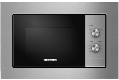 HEINNER HMW-MDBI20MIX 20L Einbau-Mikrowellenofen mit Digitalsteuerung und 1000 W Schwarzes Glas - 5 Jahre Garantie (Schwarz, 20 L)