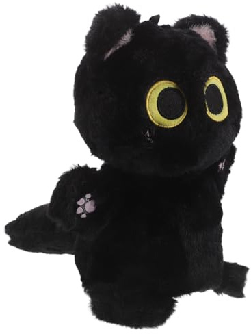 Katzen Handpuppe aus Polyester, Schwarz, Realistische Tierfigur