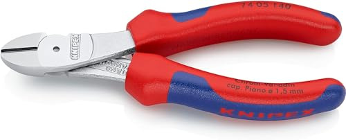 KNIPEX Kraft-Seitenschneider verchromt, 74 05 140 | Mit Mehrkomponenten-Hüllen 140 mm