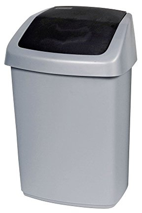 Curver 03987-373-00 Abfallbehälter Swing-Top 50 L, Silber/anthrazit