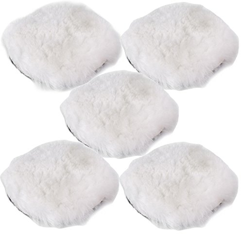 OxoxO 6 /150mm Polierset für Poliermaschine,Wollhaube Polierpad Wollpad Polierfell Wollpuffer Polierhauben Lammfell für Autopoliermaschinen(5 Stück)