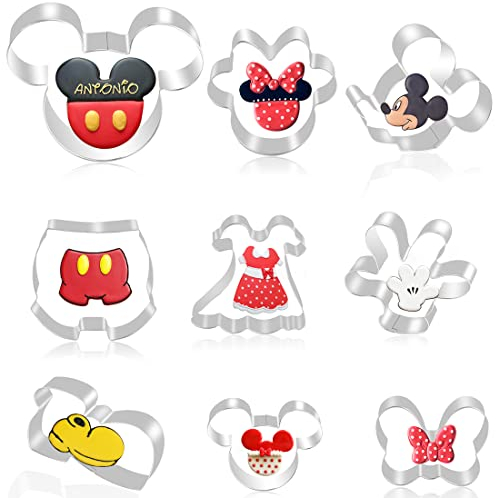 FHzytg 5 Stück Mickey Mouse Ausstecher, Edelstahl Minnie Mouse Ausstecher, Micky Maus Ausstechform, Micky Maus Keksausstecher Disney Ausstechformen, Mickey Mouse Keksausstecher für Kinder Plätzchen