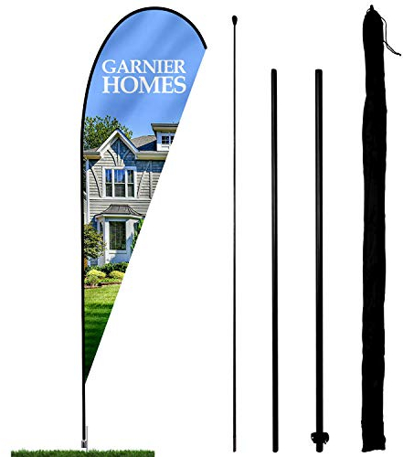 Anley Set Asta Bandiera con Piume a Goccia - Set Asta Bandiera svolazzante assemblato con Borsa per Il Trasporto - Adatto per Bandiere Piuma da 2,5 Piedi X 5,5 Piedi (Non Inclusa) - Solo Asta