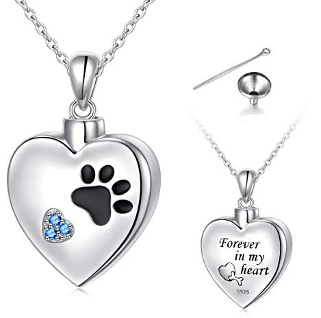 Flyow Urne Halsketten für Asche für Damen Frauen Mädchen Feuerbestattung Schmuck 925 Sterling Silber Ewigkeit Memorial für immer in meinem Herzen Asche Andenken Einstellbare Länge