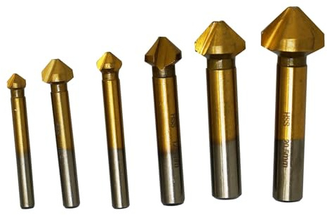 Dapetz ® 6pcs M3-M10 Combination Drill Tap Bit Set HSS 6542 Titanium Coated Countersink,Applicable to Some Types of Carbon Steel and Ordinary Steel, Copper and Aluminum Magnesium Alloy Drilling Hole.