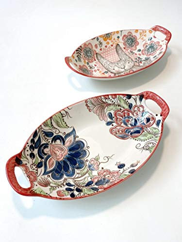 LKYU Binaural Boat Plate Nordic Household Large Dishes Ceramic Steamed Fish Plate Oval Fish Plate underglaze-D