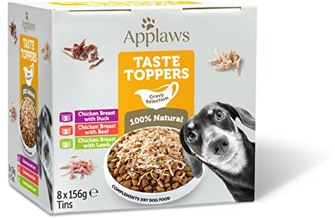 Applaws Premium Natürlich Nassfutter für Hunde, Getreidefreies Huhn und Fleischauswahl in Sauce 8 x 156g Dose