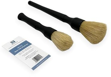 Mayfield Boars Hair Brush Set x2 – Genuine, Natural, Deep Clean, Professional, Car, Detailing, Valeting, Alloy Wheels, Engine Bay, Brake Calipers, Chemical Resistant, Metal Free